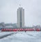 Handkerchiefs on the central square of the city of Vladivostok against the building of the Administration of the