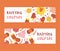 Handknitting courses set of banners vector illustration. Needle, tangle of thread. Making clothes by handknit