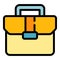 Handle briefcase icon color outline vector