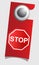 Handle door with stop sign