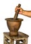 Handle mortar pestle pounding.