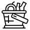Handle picnic basket icon, outline style