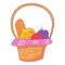 Handle picnic hamper icon, cartoon and flat style