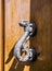 Handle in the shape of a dragon or feline or snake of ancient door of historic building