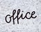 Handlettered text office on shredded paper cuts