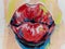 Handmad conceptual abstract picture of the lips. Oil painting in colorful colors. Conceptual abstract closeup of paint
