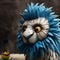Handmade 3d Owl Sculpt With Blue Feathers And Eyes
