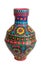 Handmade artistic pained colorful pottery vase isolated on white