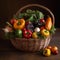 A Handmade Basket Filled with Vibrant Produce