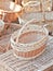 Handmade baskets for sale at a souvenir market in Romania. Traditional Romanian handmade wood baskets