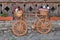 Handmade bicycle and baskets. Wickerwork.