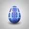 Handmade blue foliage decorated easter egg