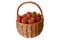 Handmade braided wicker basket full of ripe juicy and fresh strawberries