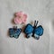 Handmade brooches embroidered with flowers and butterfly