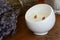 Handmade candle in white moon shape candlestick