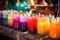 handmade candles in colorful mason jars