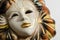 Handmade carnival venetian mask made of porcelain ceramic isolated over white background