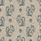 Handmade carved linen block print squirrel seamless pattern. Rustic babies silhouette illustration background. Modern