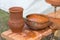 Handmade ceramic crafted clay pot and jar