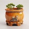 Handmade Ceramic Flowerpot With Cute Kitten Figurines