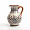 Handmade Ceramic Pitcher In Cluj School Style On White Background