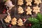 Handmade chain made of gingerbread cookies as decoration for Christmas