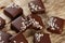 Handmade chocolate candies with sesame seeds