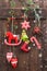 Handmade christmas decoration with snow effect