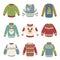 Handmade Christmas sweaters vector color illustrations collection