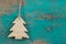 Handmade christmas tree for a wooden christmas background