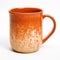 Handmade Clay Mug With Dark Orange And White Design