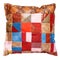 Handmade colorful patchwork leather pillow