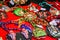 Handmade colourful Indian bead jewelries being laid on a table for sale.