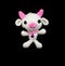 handmade crochet white pig with pink nose doll on black background