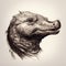 Handmade Crocodile Head Art: Detailed Illustrations In Sepia Tone