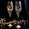 handmade crystal glasses on a graceful stem inlaid with gold