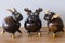 Handmade deer buffalo and rabbit doll made from coconut shell and palmyra palm shell