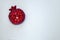 Handmade designer brooch garnet pomegranate isolated on white background, fashion accessory