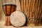 Handmade djembe drums