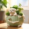 Handmade Dog Shaped Green Planter With Romantic Charm