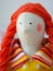 handmade doll - Redhead angel with white wings.