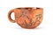 Handmade earthenware cup in ancient art style