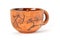 Handmade earthenware cup in ancient art style