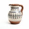 Handmade Earthenware Jug With Traditional Mexican Style Motifs