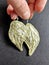 Handmade embroidered earrings - green leaves