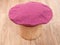 Handmade felt beret is molded on wooden hat block