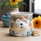 Handmade Flower Dog Ceramic Coffee Mug With Exquisite Detail