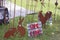 Handmade garden rooster and rabbit corrugated iron sculpture