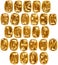 Handmade golden ceramic alphabet