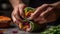 Handmade gourmet taco with fresh vegetables and meat generated by AI